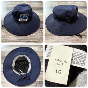 Vintage USPS United States Postal Service Blue Bucket Sun Hat Size L Blue USA